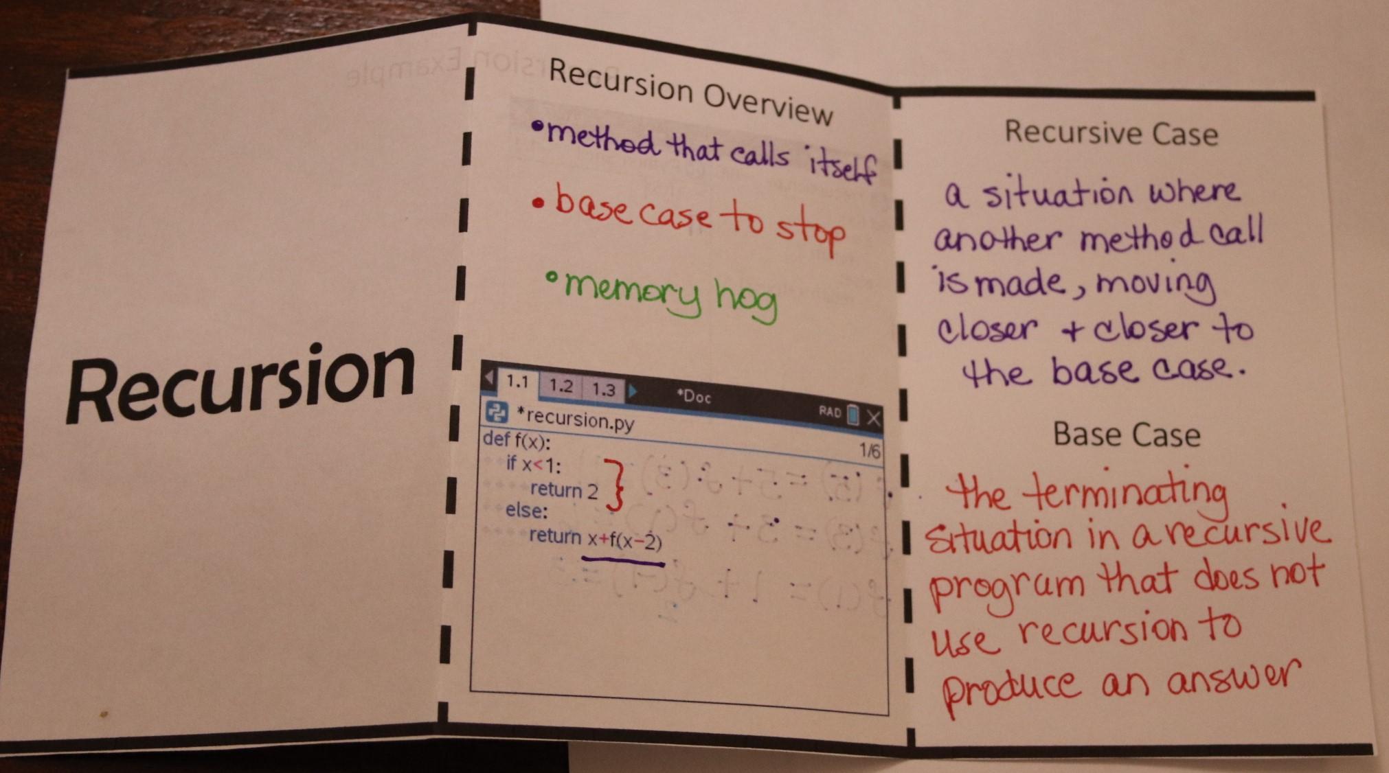 Recursion notes page inside