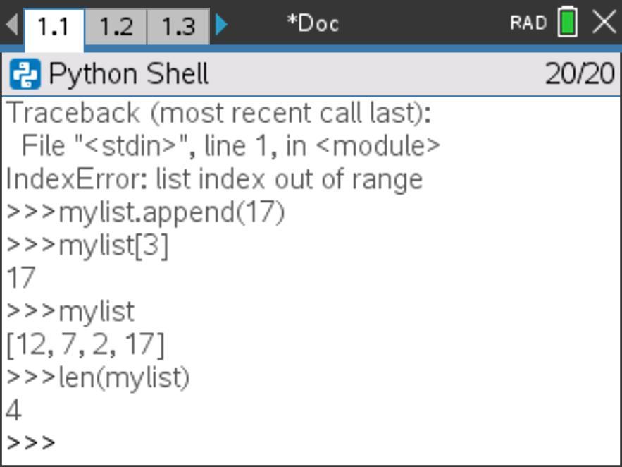 Using lists in Python example 6